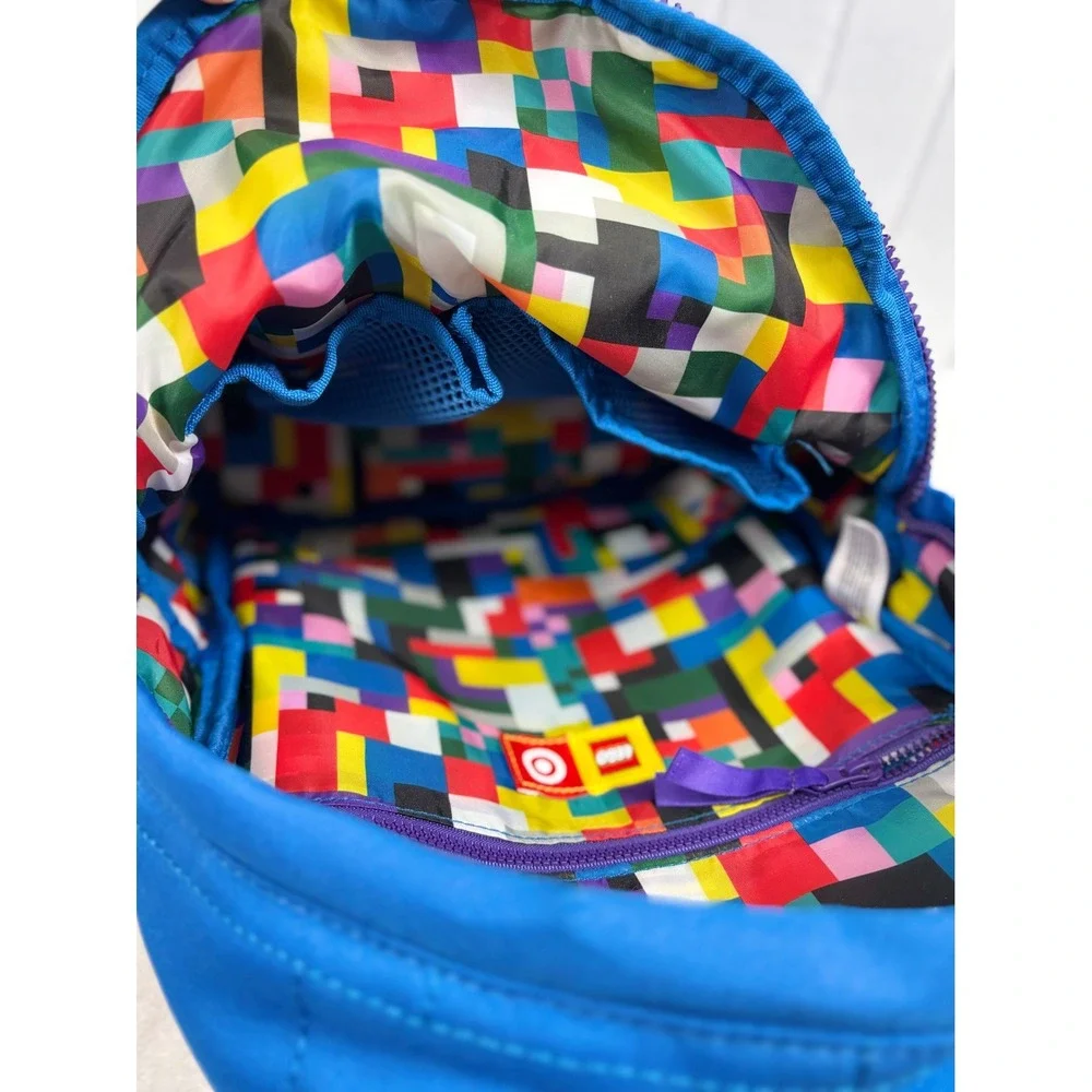 LEGO x Target Quilted Puffer Backpack Blue Limited Edition Brick Pattern NWT